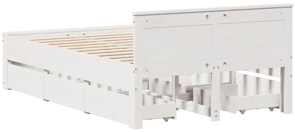 fehér tömör fenyőfa fejtámlás ágykeret matrac nélkül 120x190 cm