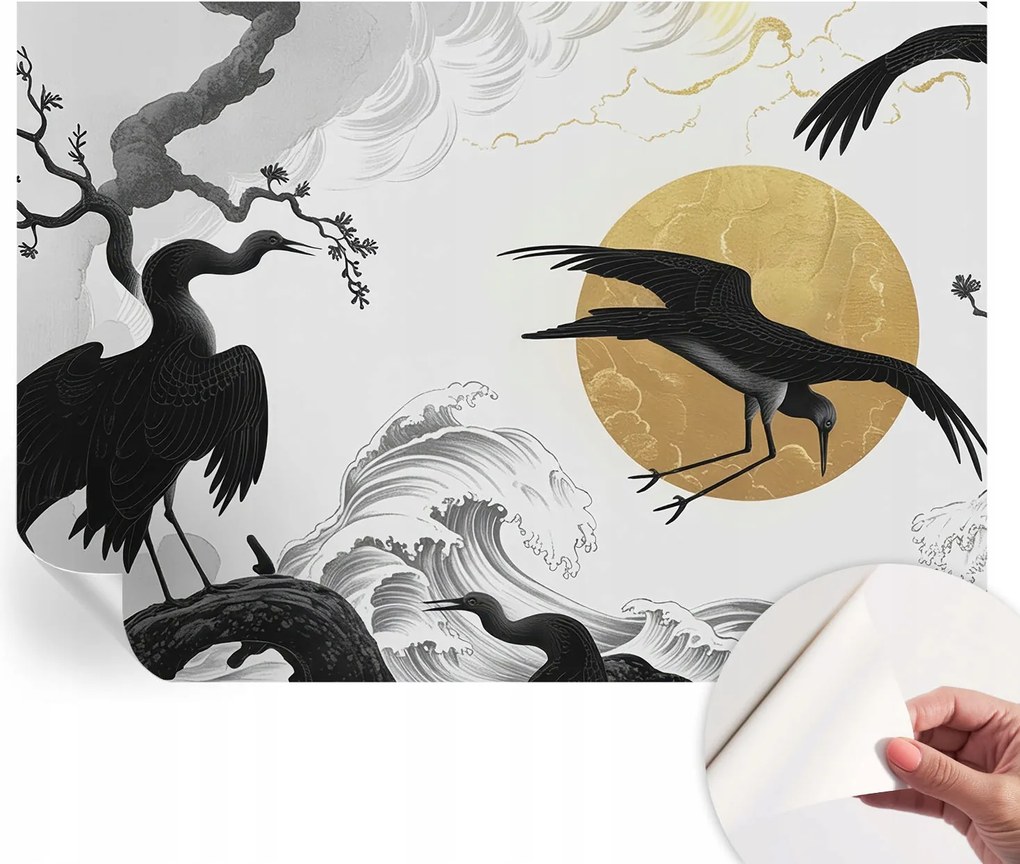 Modern öntapadós fali fotótapéta Fekete darvak 208x146 cm