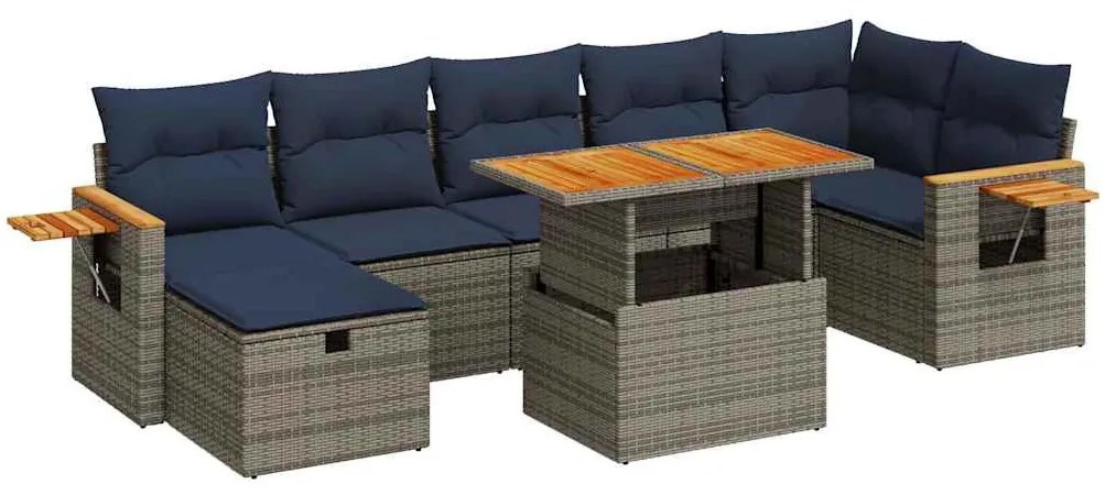 vidaXL 8 részes barna polyrattan akácfa kerti ülőgarnitúra párnákkal