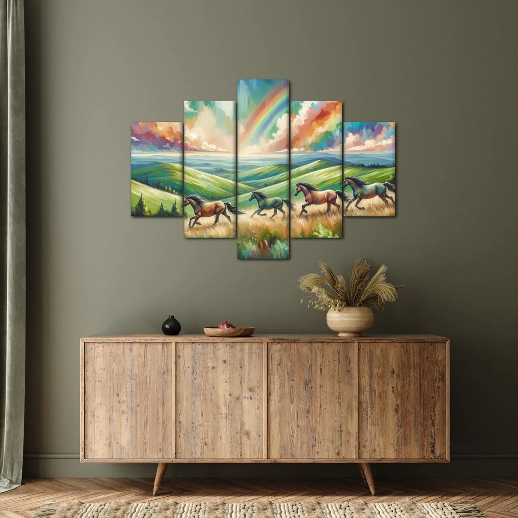Kép – Vágtázó lovak a tájban (150x105 cm)