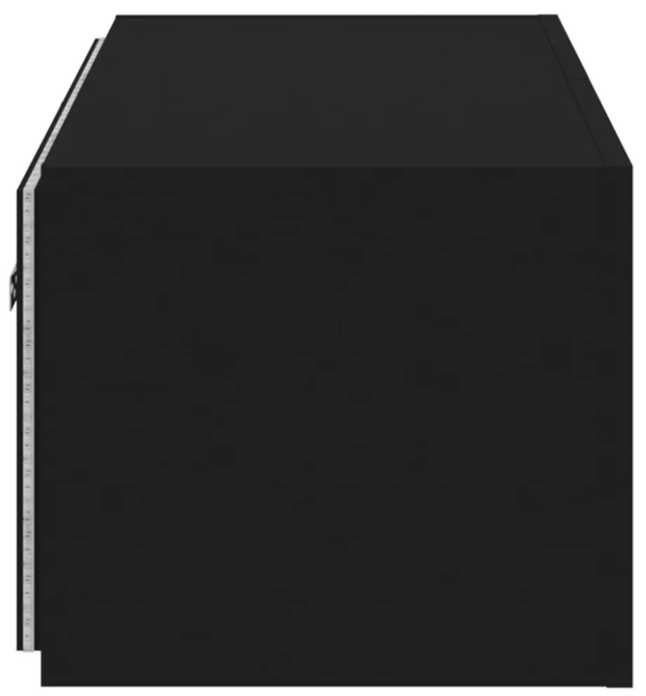 fekete fali TV-szekrény LED-világítással 80x35x31 cm