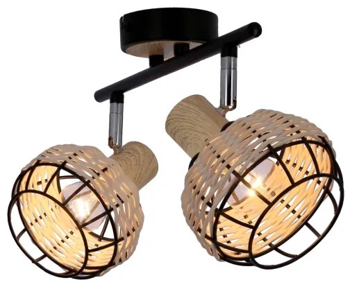 Spotlámpa TAJGA 2xE14/40W/230V rattan/fekete
