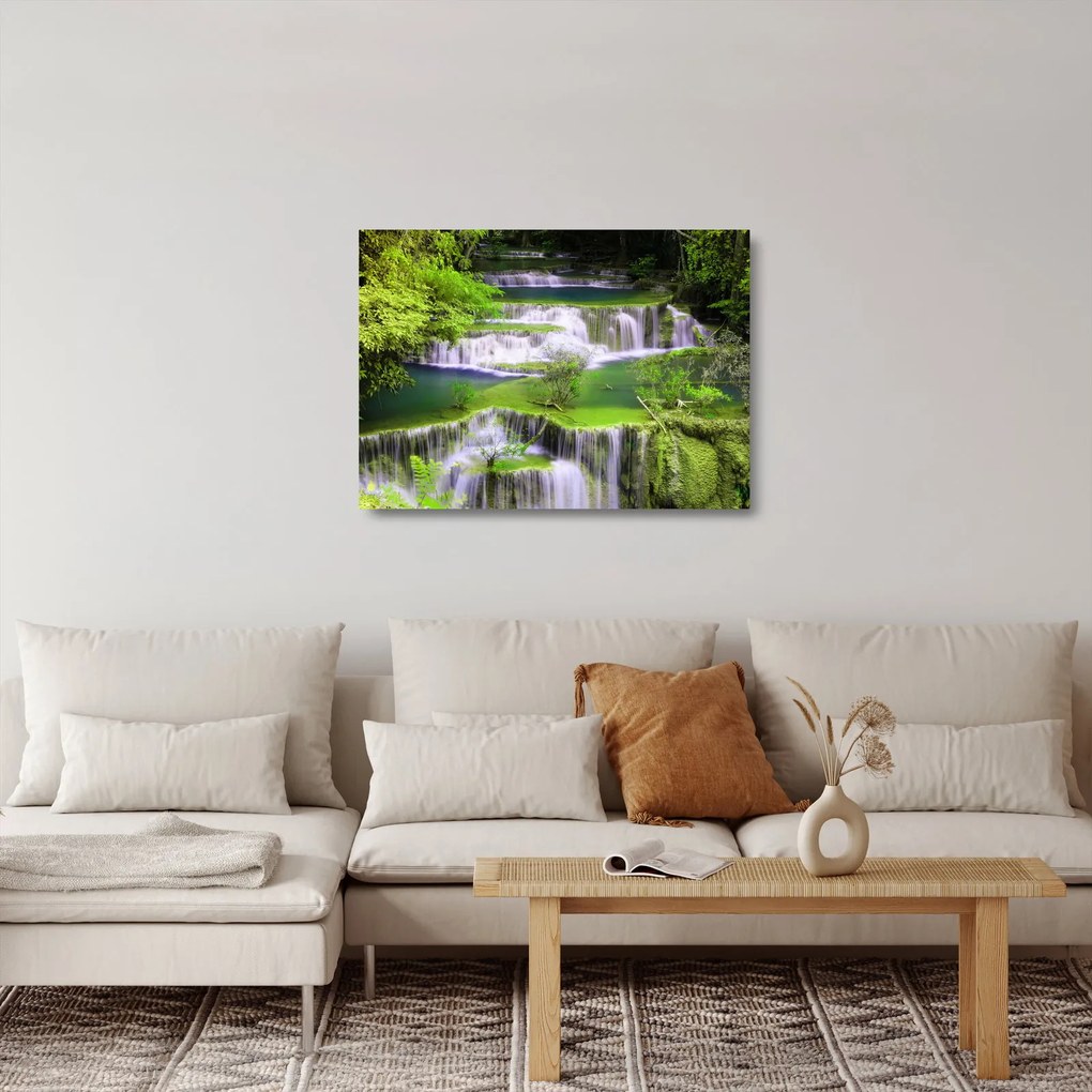 Kép - Huay Mae Khamin vízesések, Kanchanaburi, Thaiföld (üvegen) (70x50 cm)