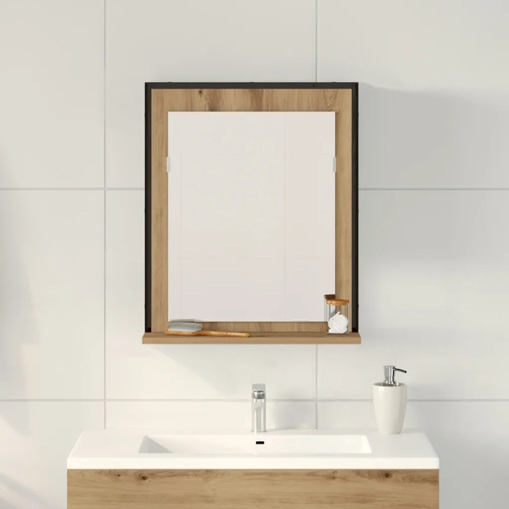 Fürdőszobai Tükör Kézműves Tölgy 50x12x60 cm Fából
