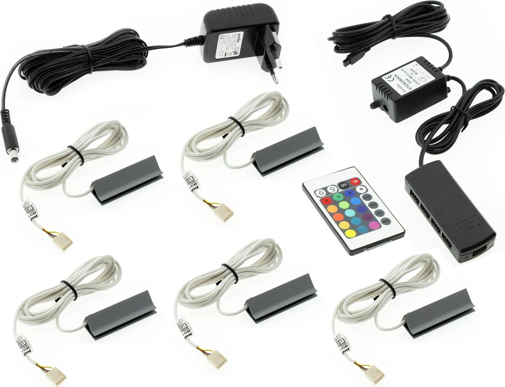 5 db-os Rgb Pvc Led klipsz szett üvegpolcokhoz klipszek