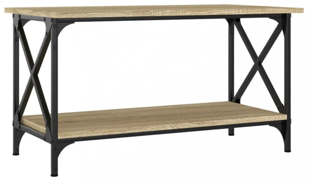 sonoma tölgy színű szerelt fa és vas dohányzóasztal 80x45x45 cm