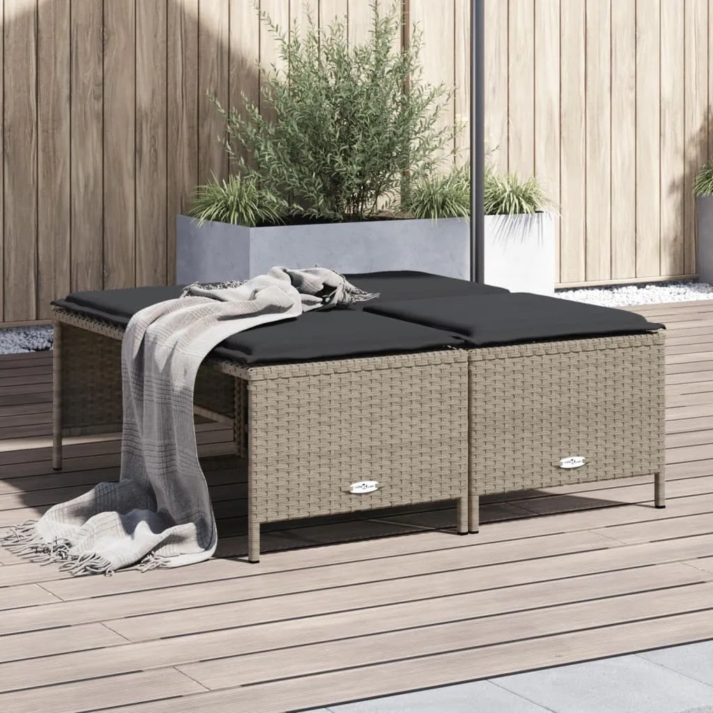 4 db világosszürke polyrattan kerti szék párnákkal