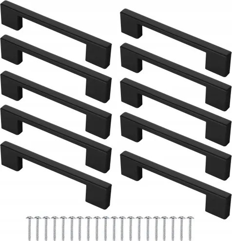 Bútorfogantyú, fekete, 10 db-os szett 128/137mm konyhaszekrényekhez