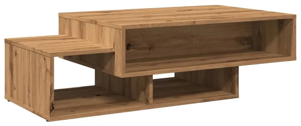 Kézműves tölgy színű szerelt fa dohányzóasztal 105 x 55 x 32 cm