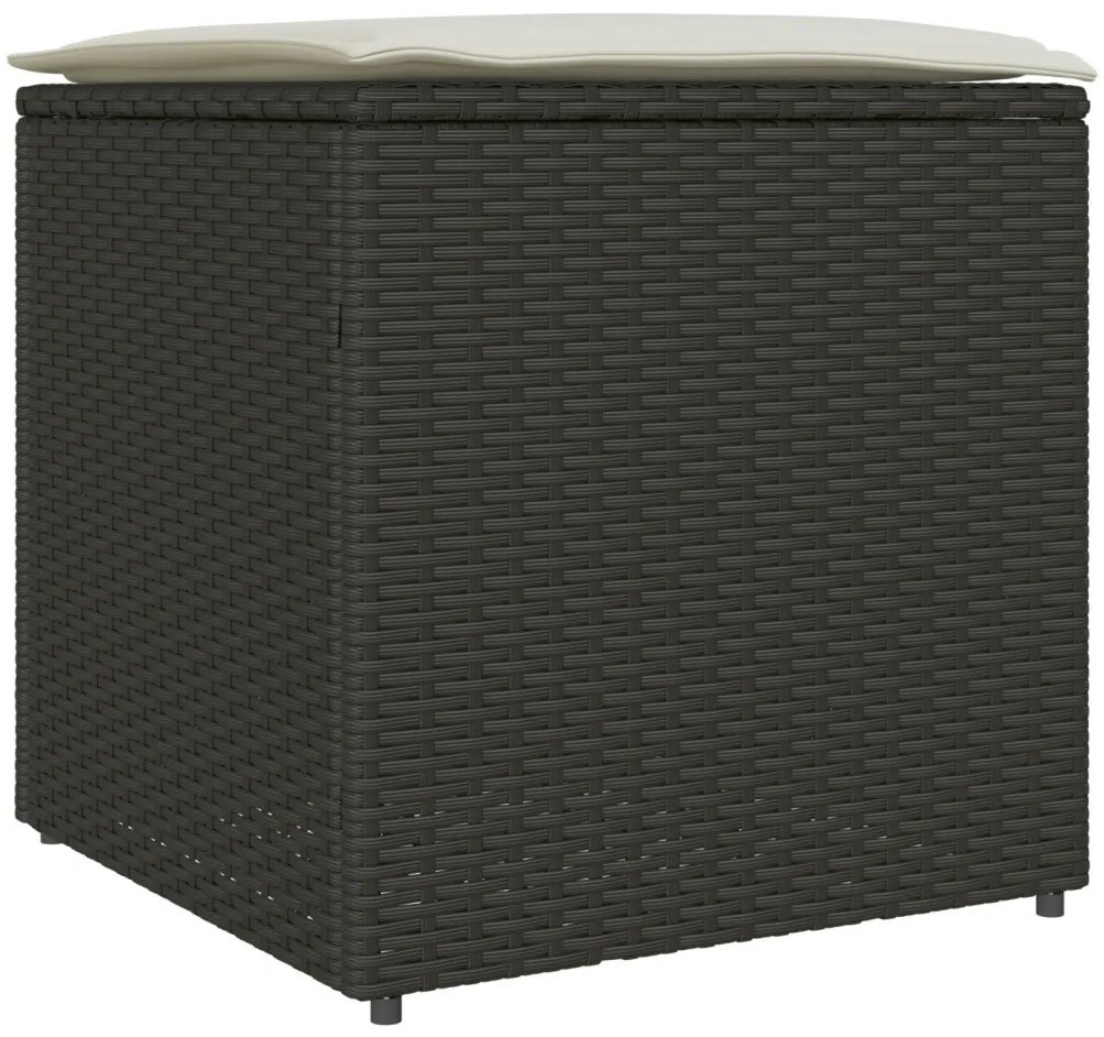 Kültéri Tároló Doboz Fekete és Krém Rattan, Poliészter 80 cm