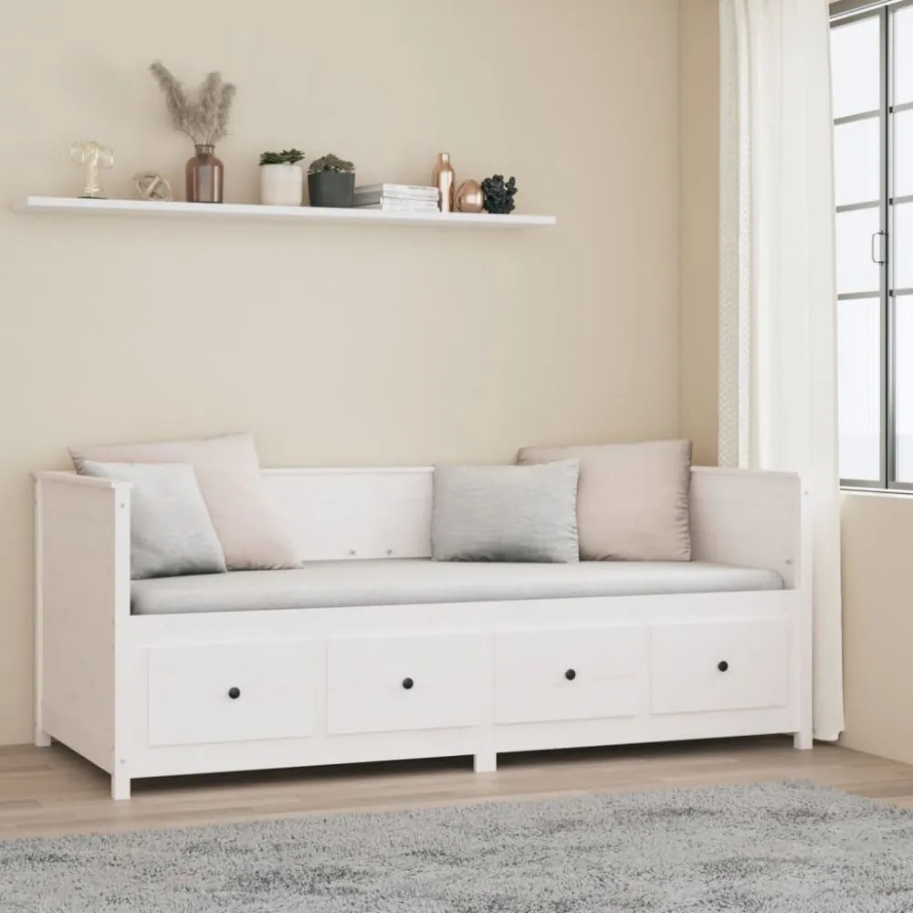 fehér tömör fenyőfa kanapéágy matrac nélkül 80 x 200 cm
