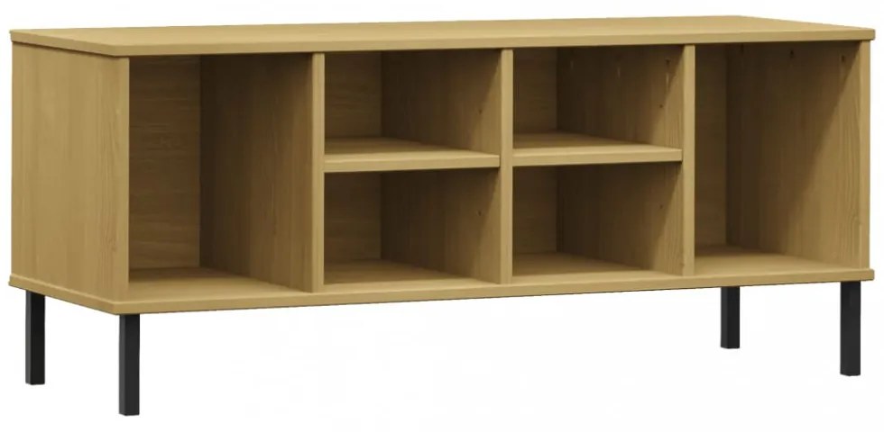 OSLO barna tömör fa cipőszekrény fém lábakkal 106 x 35 x 45 cm