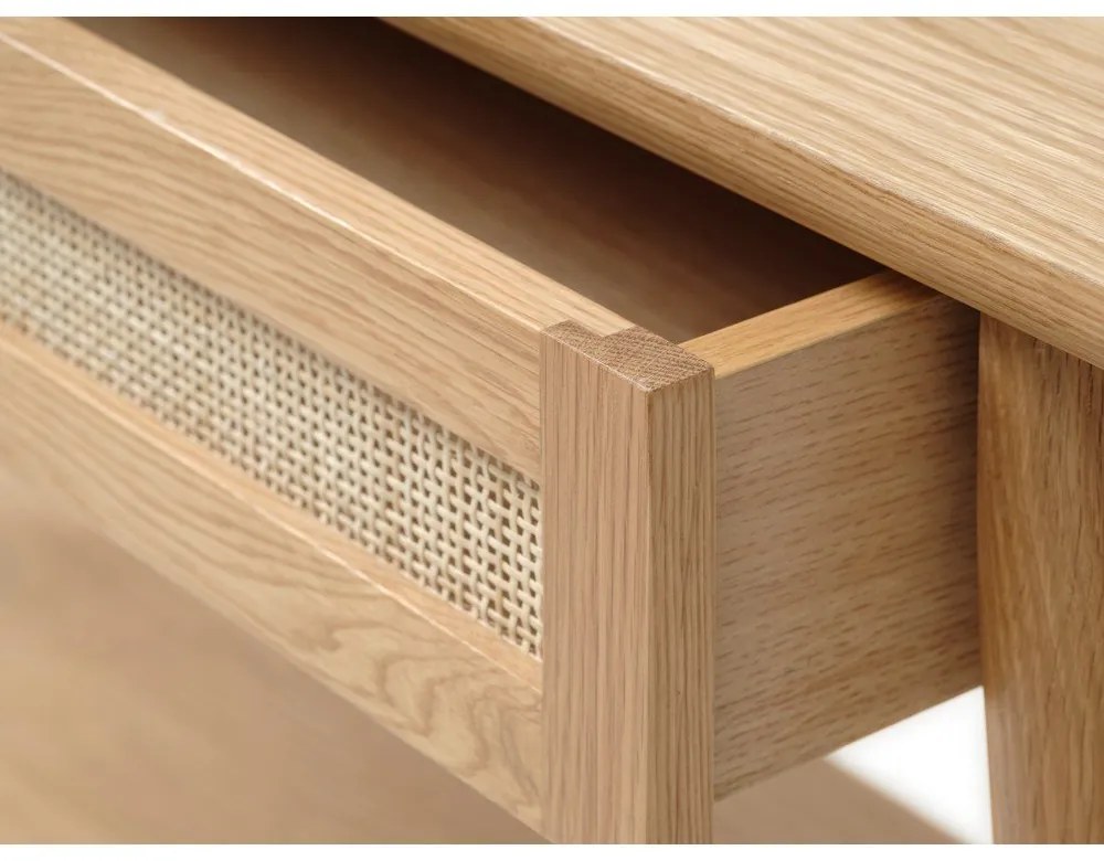 Natúr színű konzolasztal tölgyfa dekoros asztallappal 40x110 cm Barrali – Unique Furniture