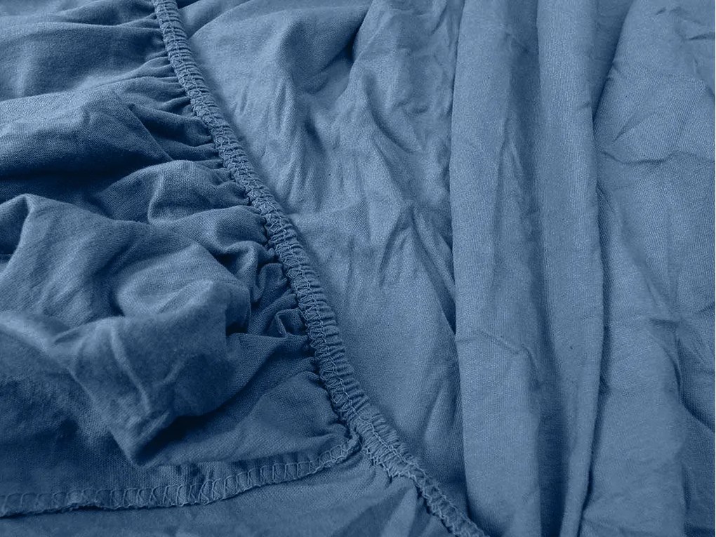 Jersey gumis lepedő lycrával sötétkék 90 x 200 cm