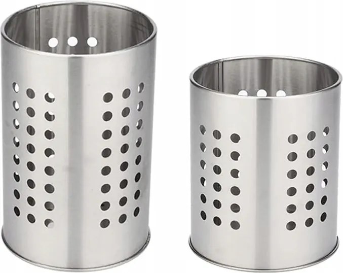 Rozsdamentes acél kerek evőeszköztartó kosár 2 db-os szett