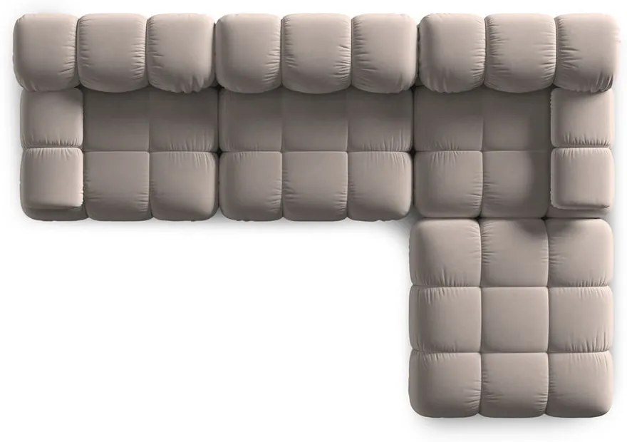 Világosbarna bársony moduláris sarokkanapé (variálható) Bellis – Micadoni