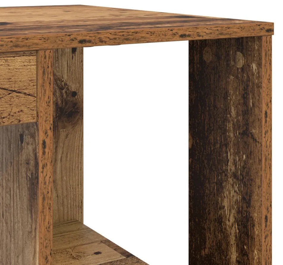 vidaXL Asztal polcokkal tárolóval Öreg fa 130 x 50.5 x 75 cm Faanyag