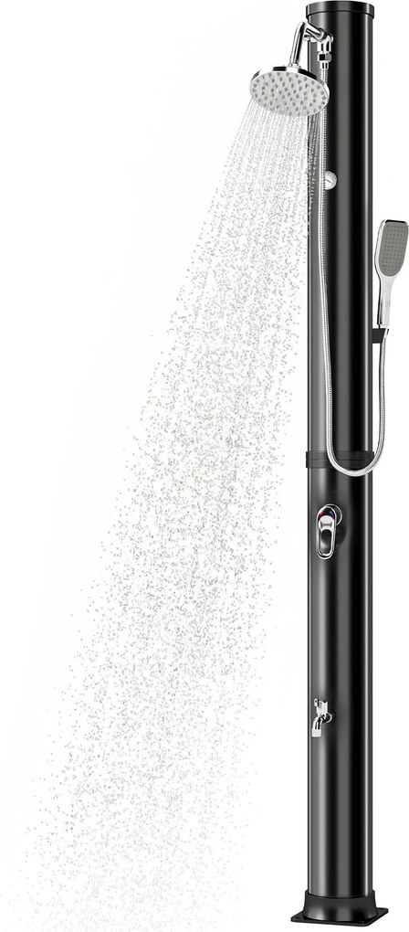 Outsunny 40 l napelemes kerti zuhany kézi és mennyezeti zuhanyfejjel, állítható hőmérséklet, áram nélkül – Aosom