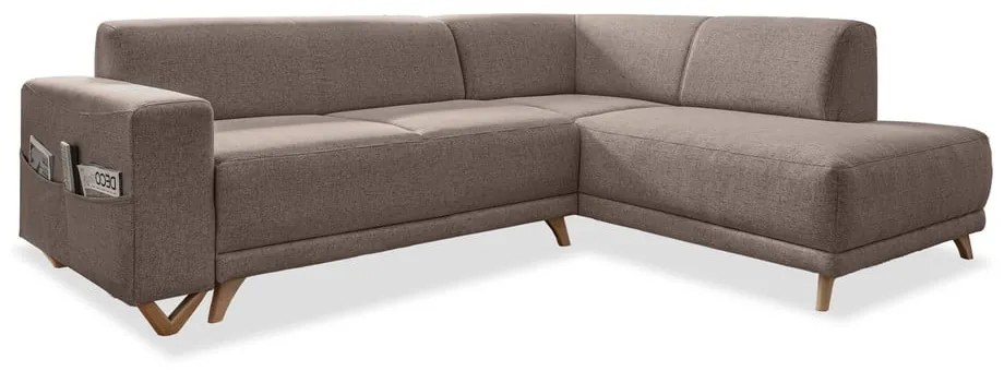 Barna kinyitható-tárolóhelyes sarokkanapé (jobb oldali-L alakú) Classy Sophie – Miuform