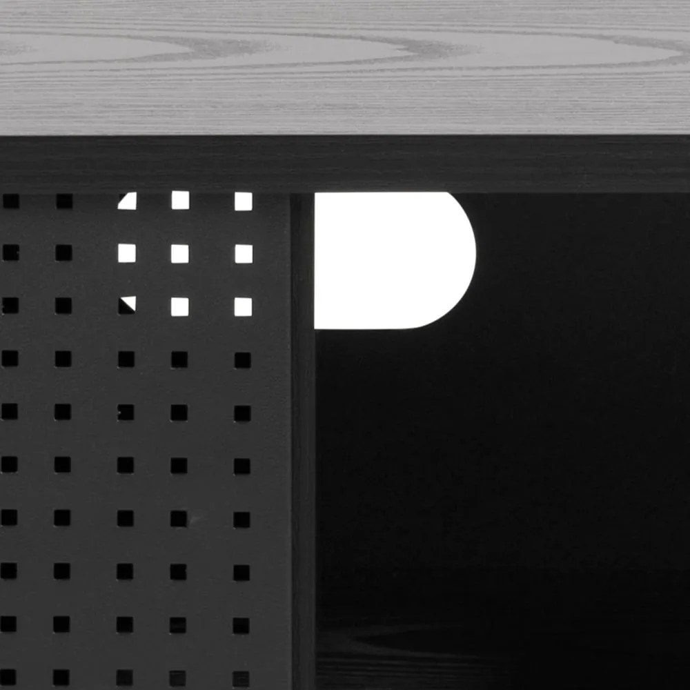 Fekete TV-állvány kőrisfa dekorral 140x45 cm Angus – Actona