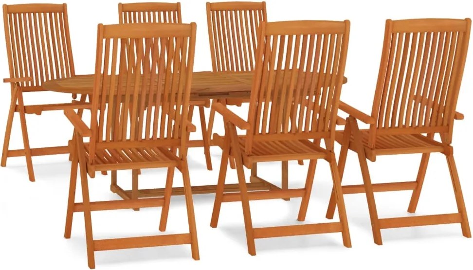 vidaXL 7 részes tömör eukaliptuszfa kerti étkezőgarnitúra