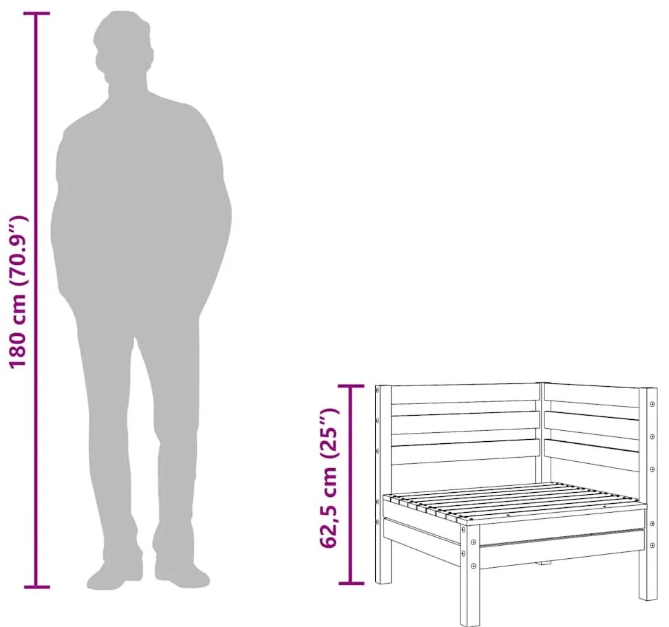 szürke tömör fenyőfa kerti sarokkanapé