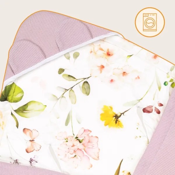 Lionelo - TRAVEL SWADDLE 90x90 cm autósülésbe való pólya Pink Flower