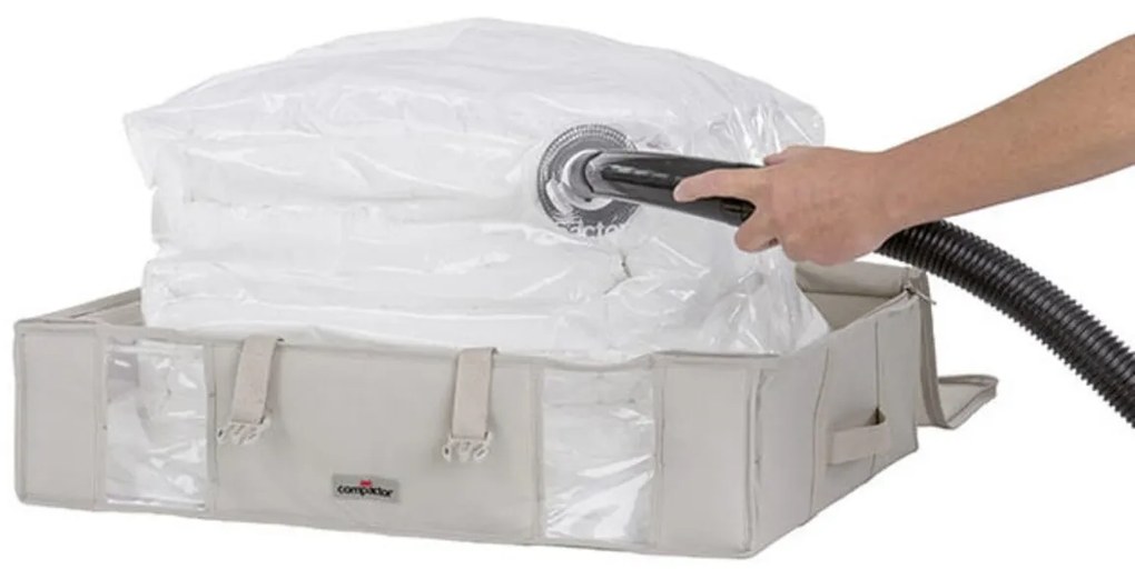 Nagyméretű vákuumzsák doboz, Compactor, 145 L, polietilén / nejlon, bézs