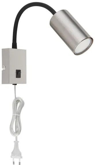 Globo 57911W - Rugalmas fali lámpa ROBBY 1xGU10/25W/230V fekete/króm