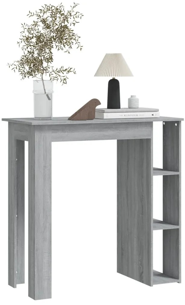 Szürke sonoma szerelt fa bárasztal polccal 102 x 50 x 103,5 cm