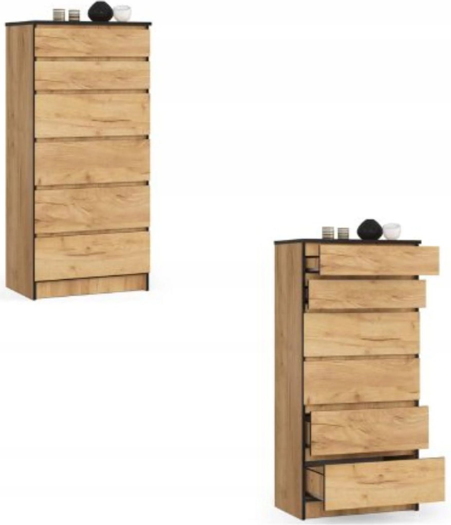 Komód szekrény K60 6 fiókos craft Akd