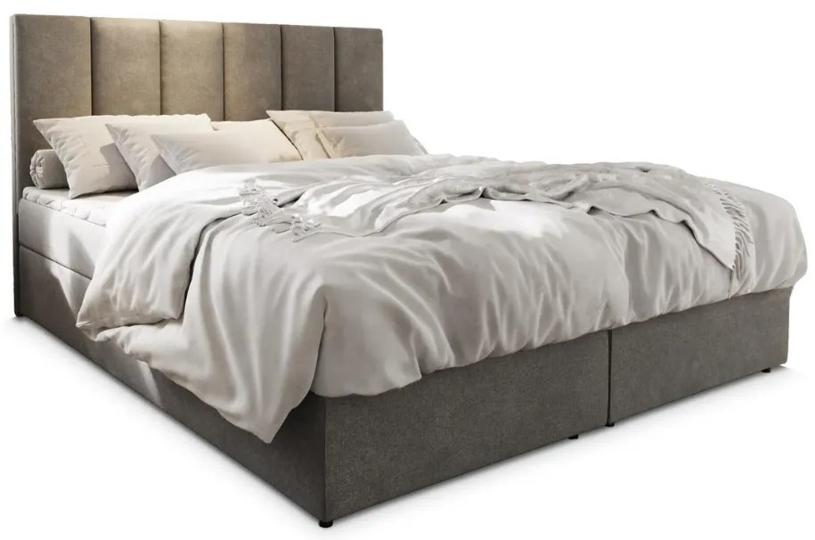 Kárpitozott boxspring ágy MERALIS 160x200 cm szürke Matrac: Bonell rugós matrac