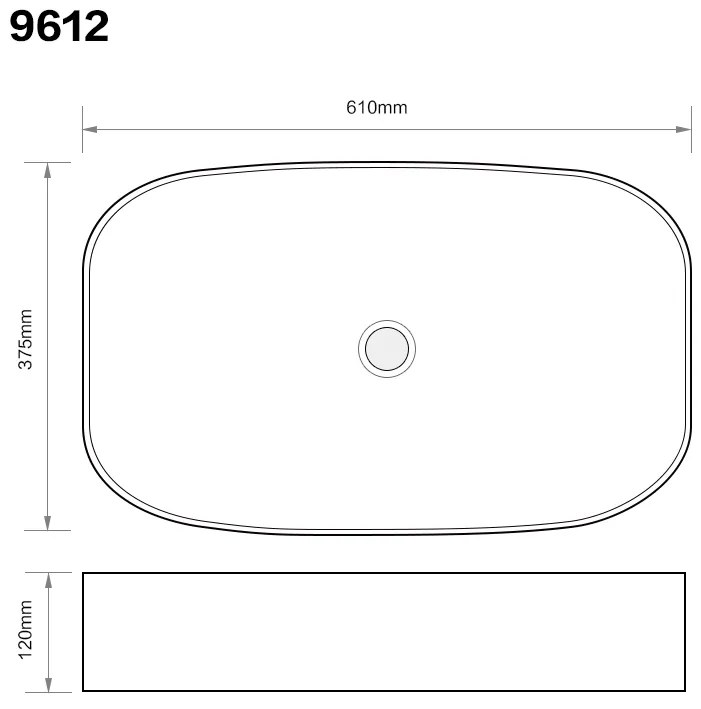 Erga Luella, asztali mosogató 610x375x120 mm, fehér fényes, ERG-V03-9612-WH