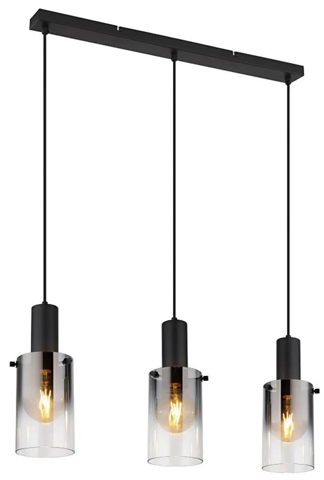 Globo 15907-3H - Csillár zsinóron FLORENTINA 3xE27/40W/230V fekete