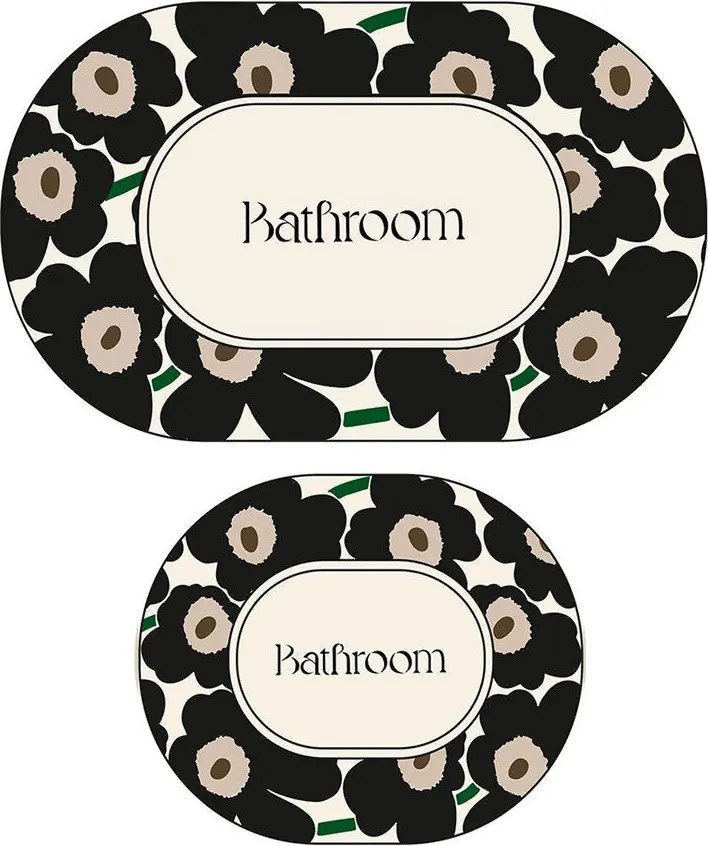 Fekete-bézs fürdőszobai kilépő szett 2 db-os 60x100 cm Oweld – Foutastic