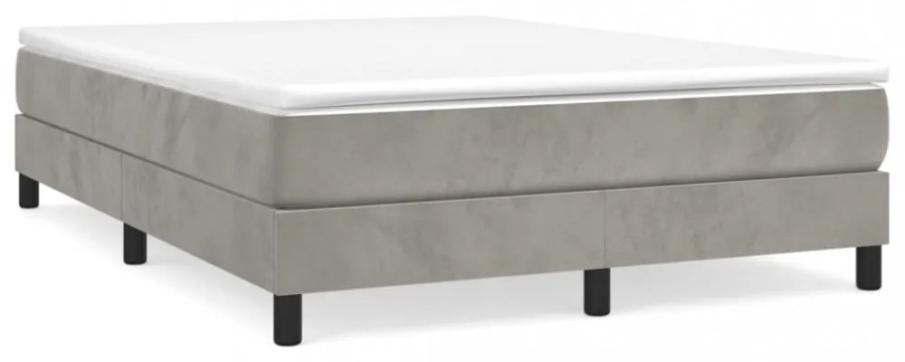 világosszürke bársony rugós ágykeret 140 x 190 cm