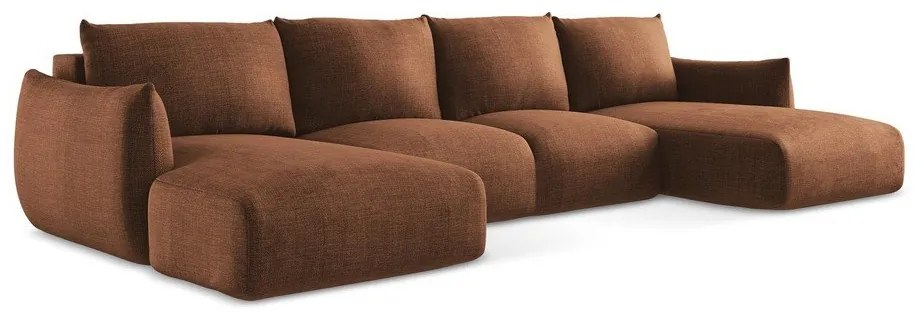 Terrakotta színű kinyitható sarokkanapé (U alakú) Leila – Makamii