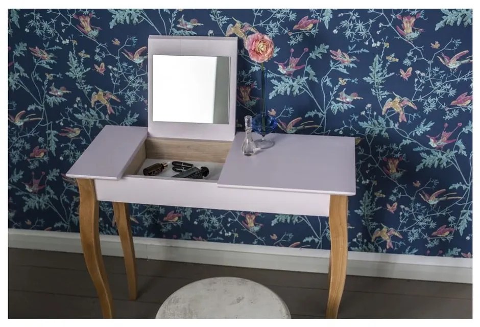 Dressing Table fehér fésülködőasztal tükörrel, hosszúság 85 cm - Ragaba
