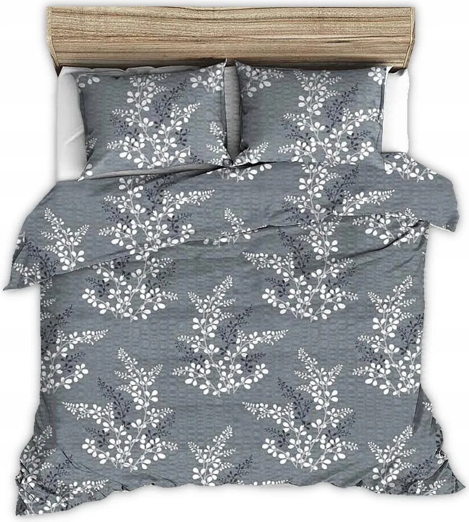 Ágyneműhuzat kéregből 180x200 gally mintás, grafit háttér