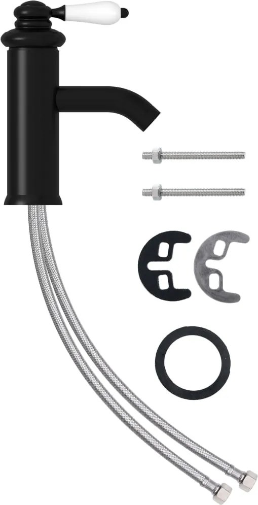 vidaXL fekete fürdőszobai mosdócsaptelep 130 x 180 mm