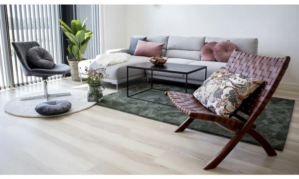 Perugia Bőrből készült összecsukható fotel, barna teak fa lábakkal