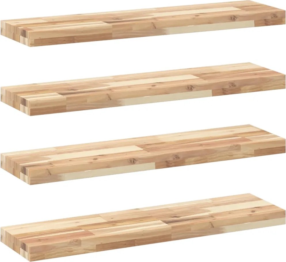 vidaXL 4 db kezeletlen tömör akácfa függőpolc 80 x 20 x 4 cm