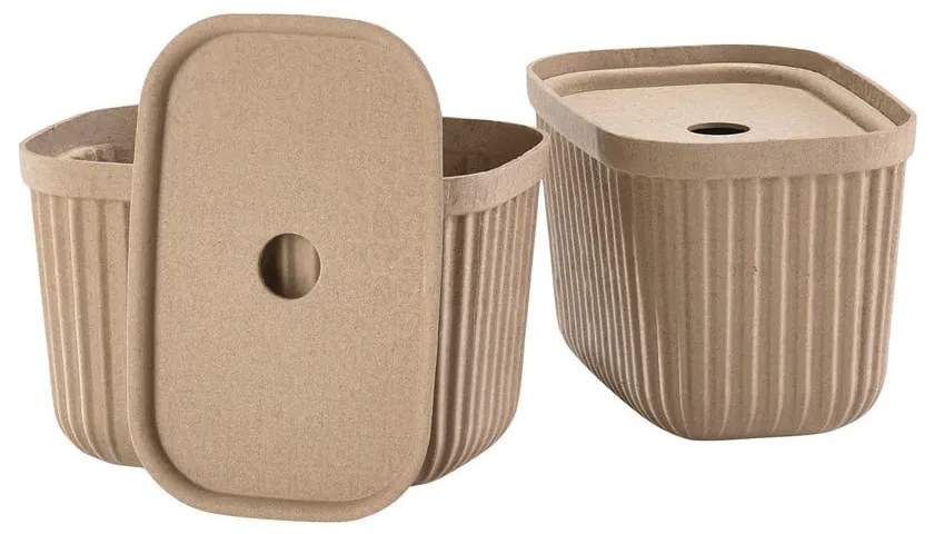 Világosbarna fedeles tárolódoboz szett 2 db-os 23x16x20,5 cm Pulp – Zone
