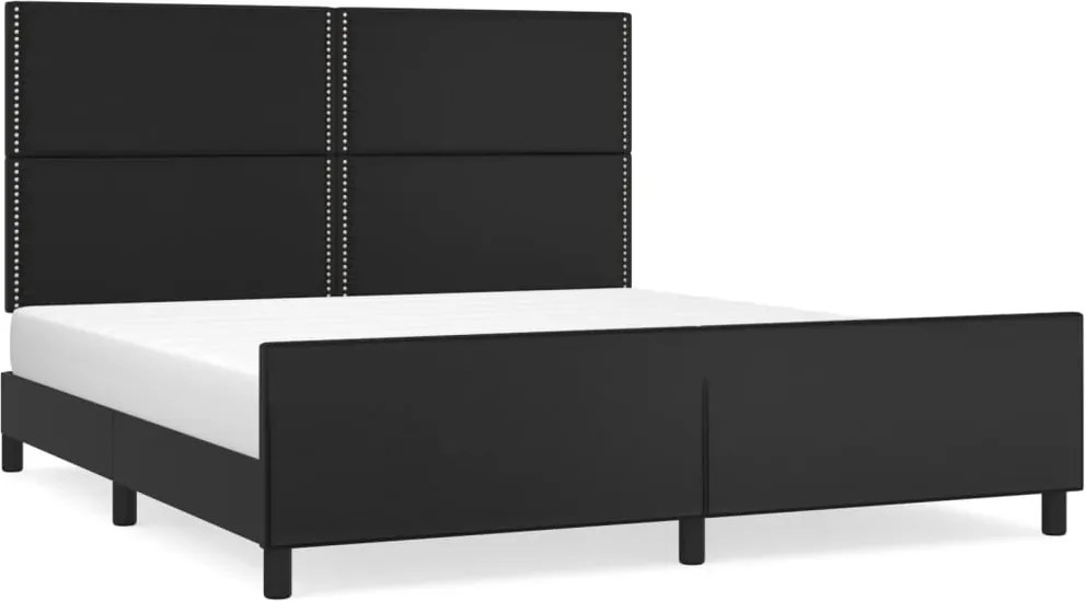 vidaXL fekete műbőr ágykeret fejtámlával 180x200 cm
