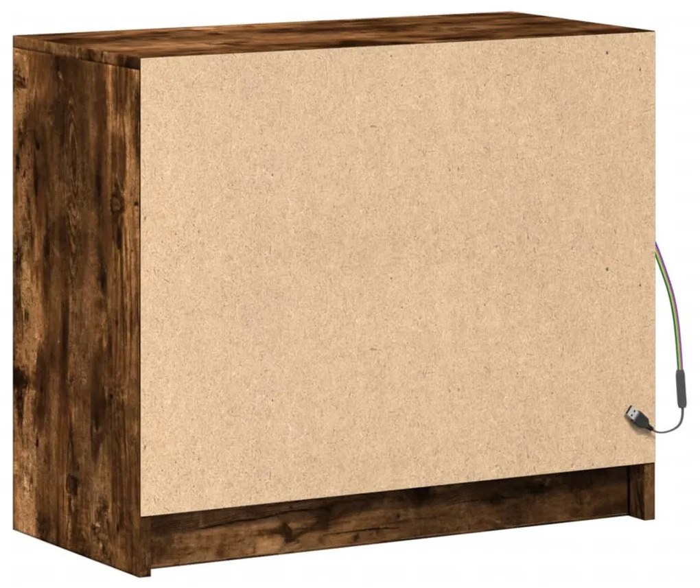 füstös tölgy szerelt fa tálalószekrény LED-del 72 x 34 x 61 cm
