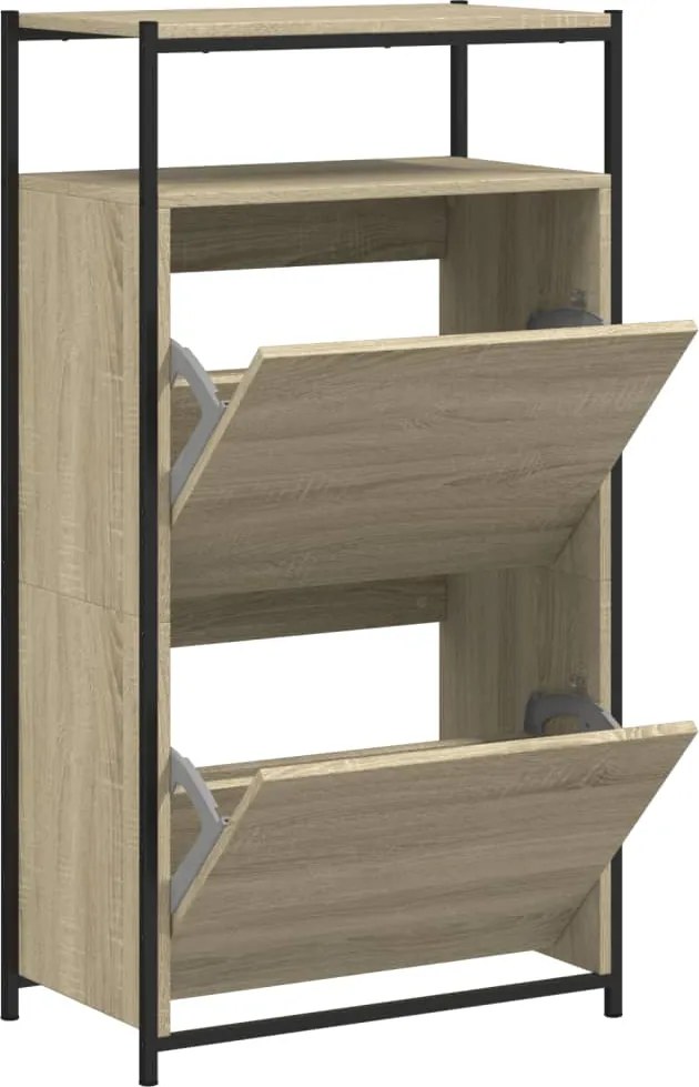 vidaXL sonoma tölgy színű szerelt fa cipőszekrény 60x34x112 cm