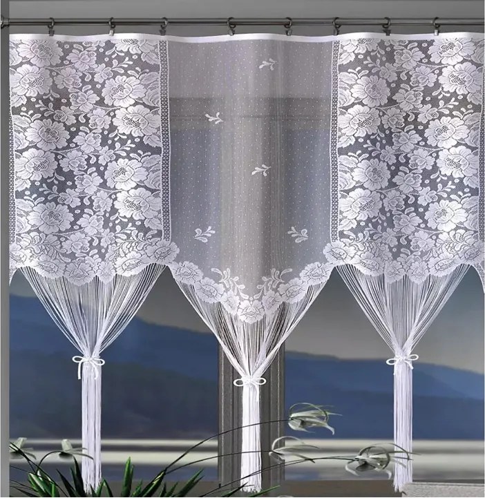 Függöny kész jacquard rojtos Fantázia 105x125 cm fehér