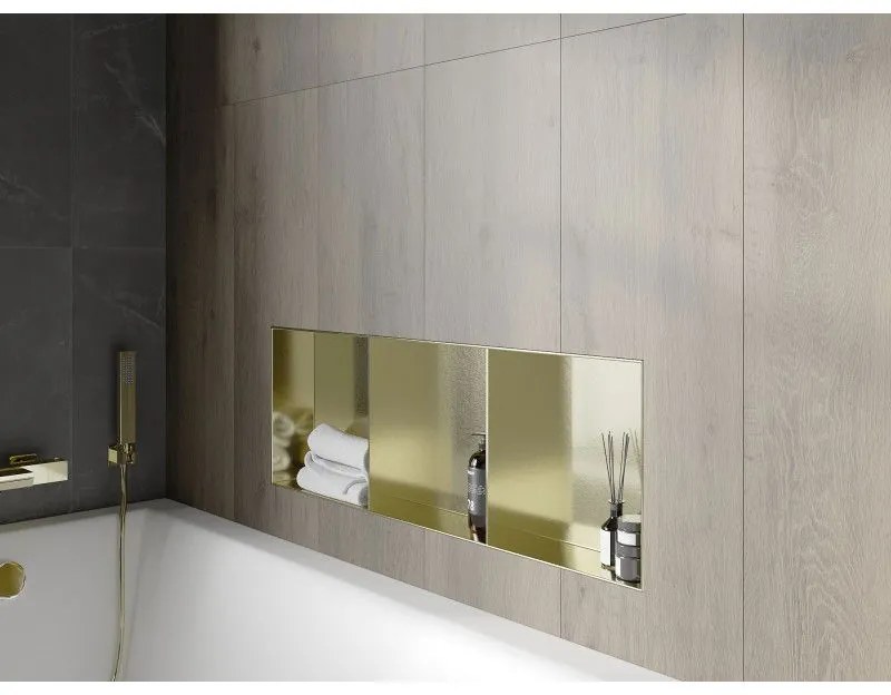 Mexen X-Wall-NR, falra szerelhető polc gallér nélkül 90 x 30 cm, fényes arany, 1951903010S