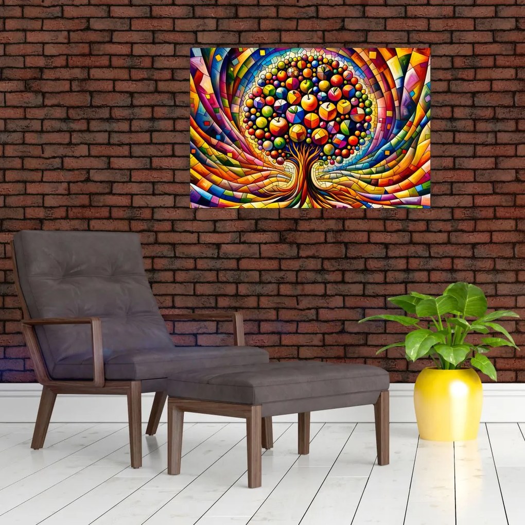 Kép – Színes fa almákkal (90x60 cm)