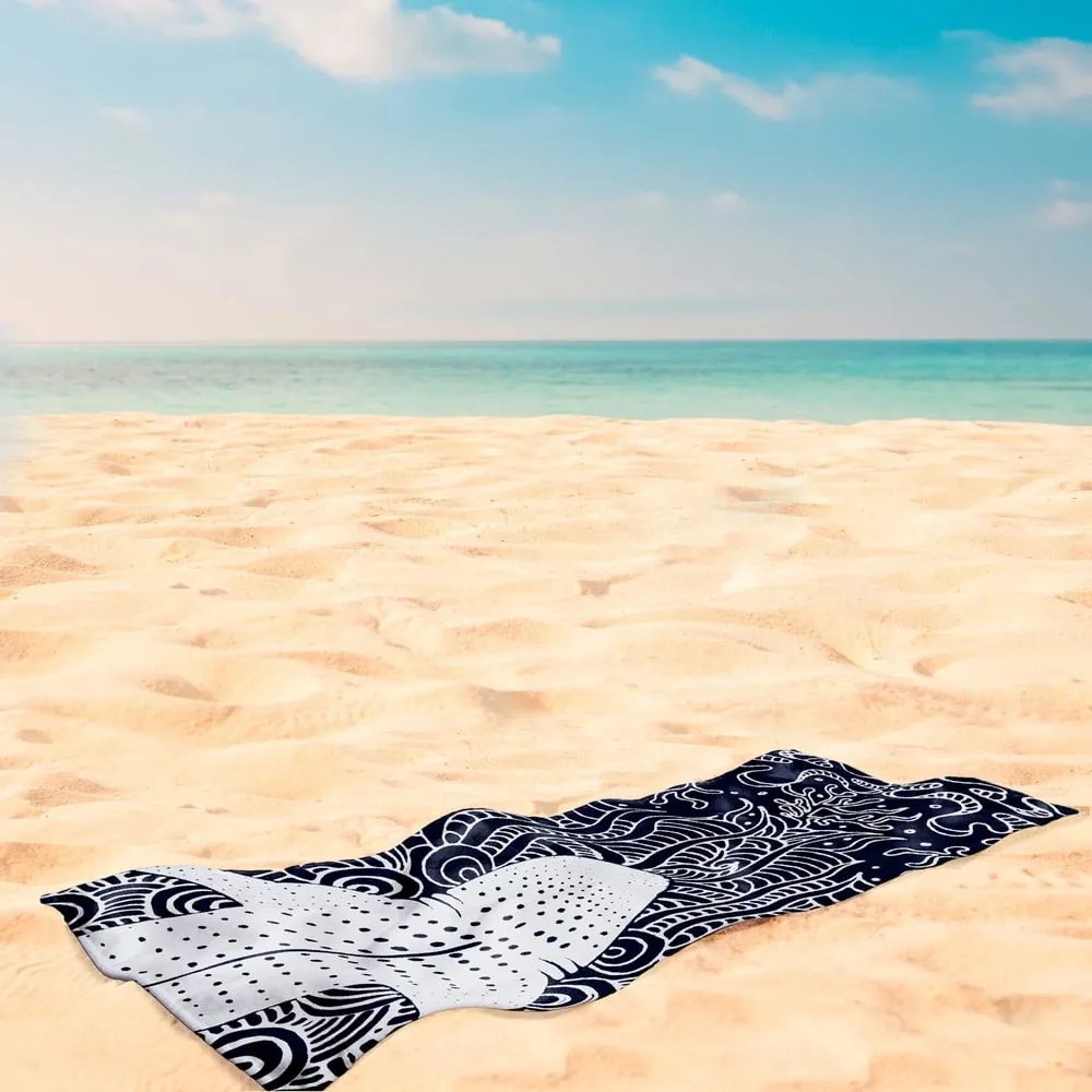Sötétkék strandtörölköző 90x180 cm Shark – DecoKing